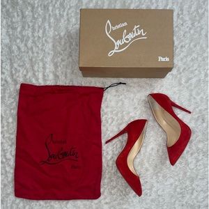 Louboutin Eloise 100 Red Suede Pumps Size 37